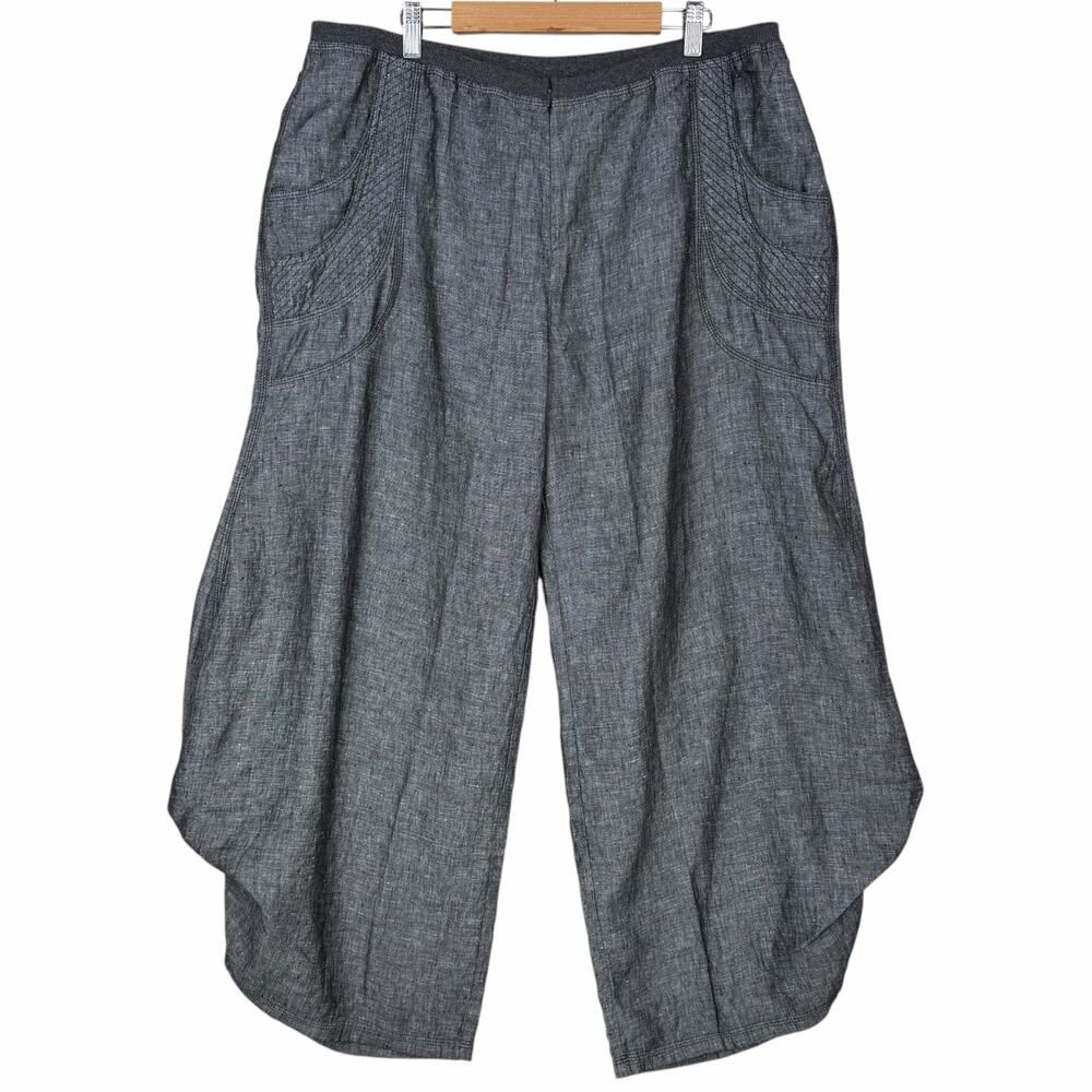 Jasmine Linen Balloon Leg Pants Womens 2X Grey Lagenlook Minimalist Artsy Boho